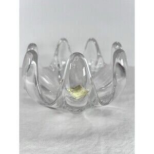 Glass Candy Dish VANNES le CHATEL Vintage clear Crystal France Fingers Bowl